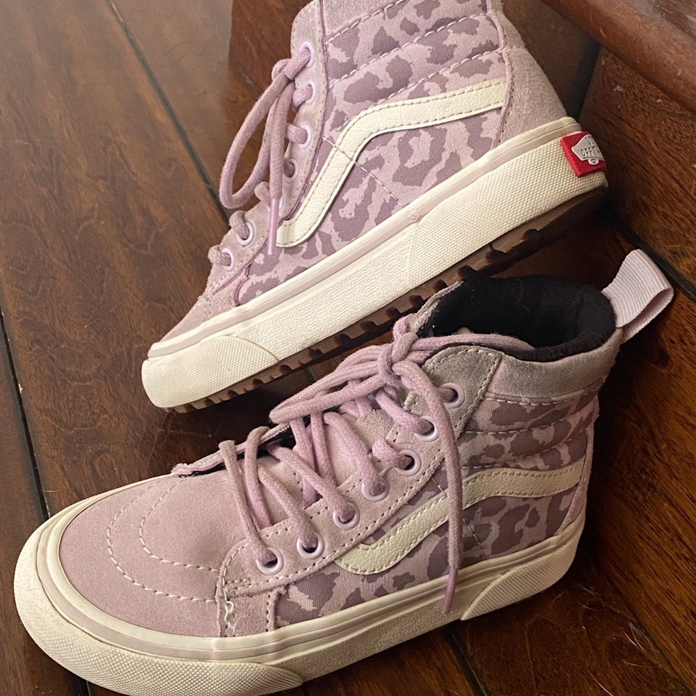 Vans Kids Pink Leopard High-Top Sneakers